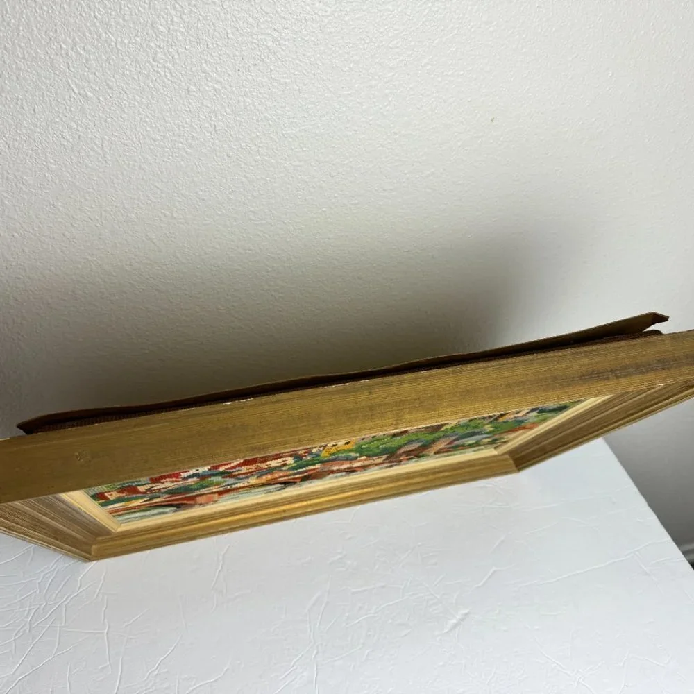 Vintage Embroidered picture Cross-stitch 